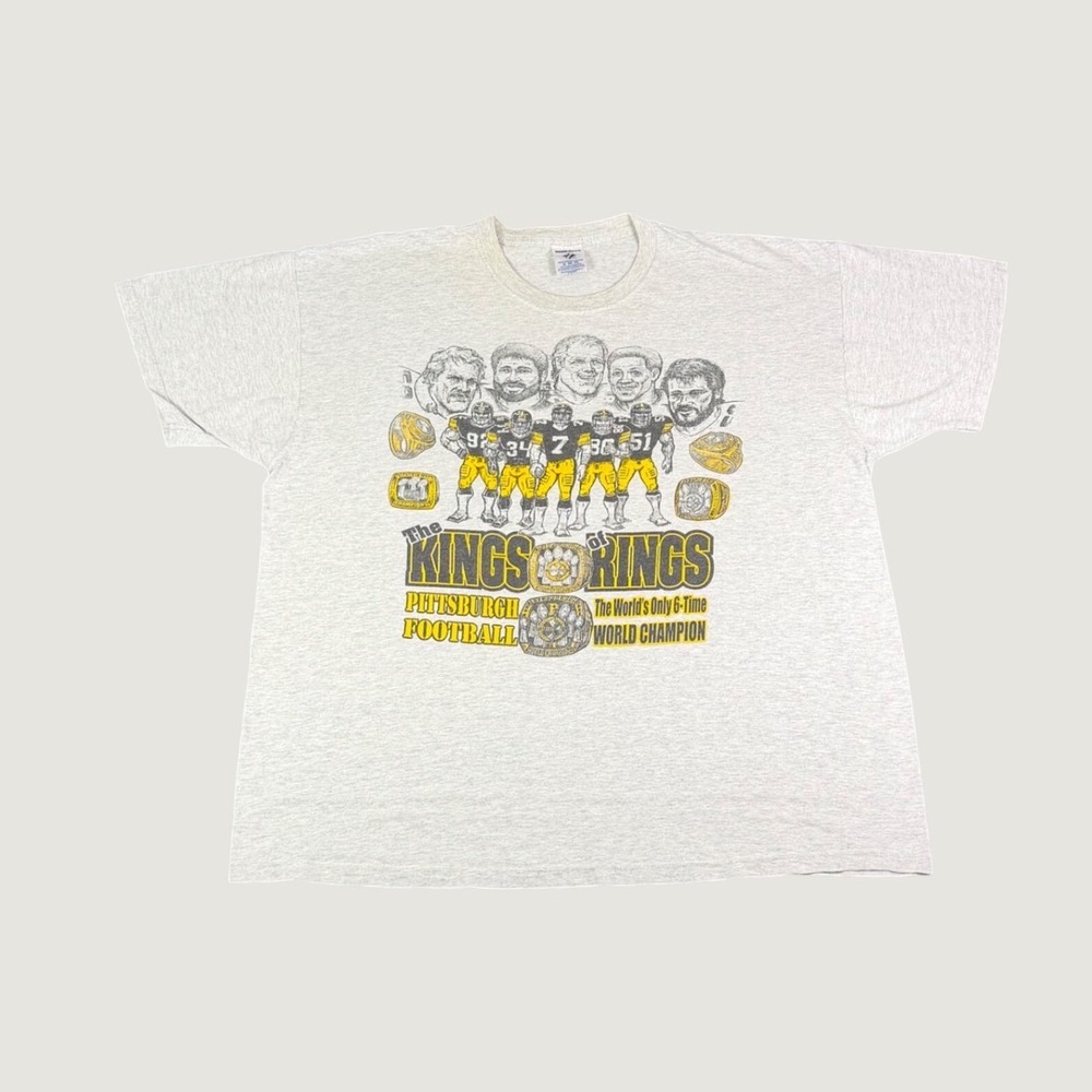 Vintage Jerzees Pittsburgh Steelers Kings of Rings 6X Champions T-Shirt 2XL